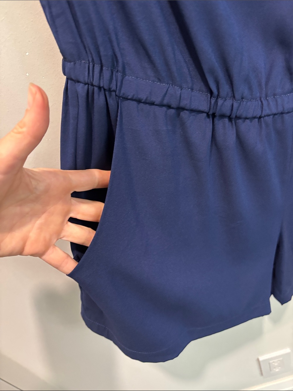Ramy Brook Navy Silk One-Shoulder Romper NWT Size L Asymmetrical Draped Chic - Picture 6 of 14
